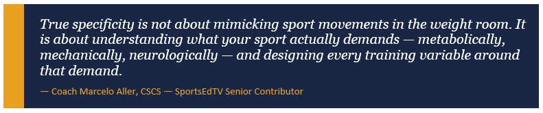 True specificity is not about mimicking sport movements in the weight room
