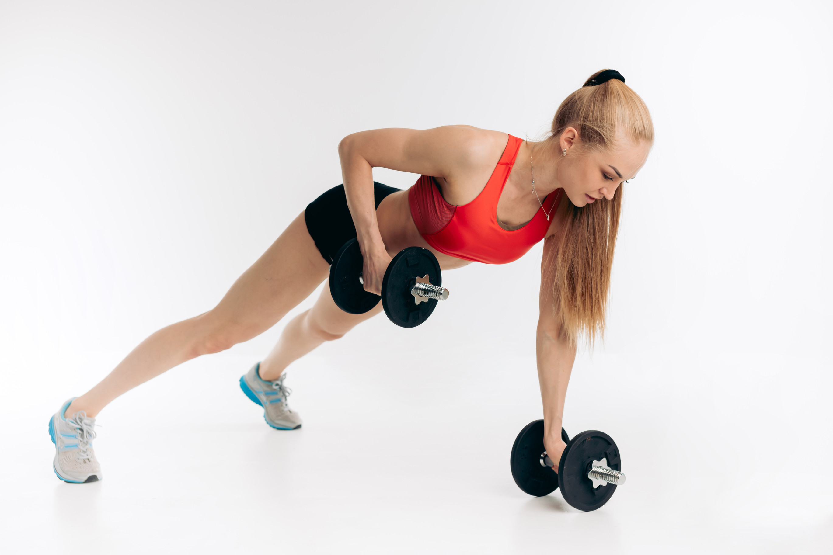 Push-up to Prone Alt Arm Row to Hammer Curl