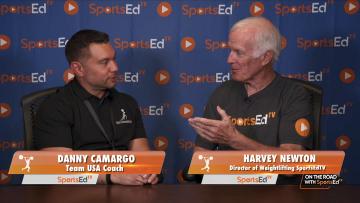 Harvey Newton talks with Danny Camargo, TEAM USA Coach